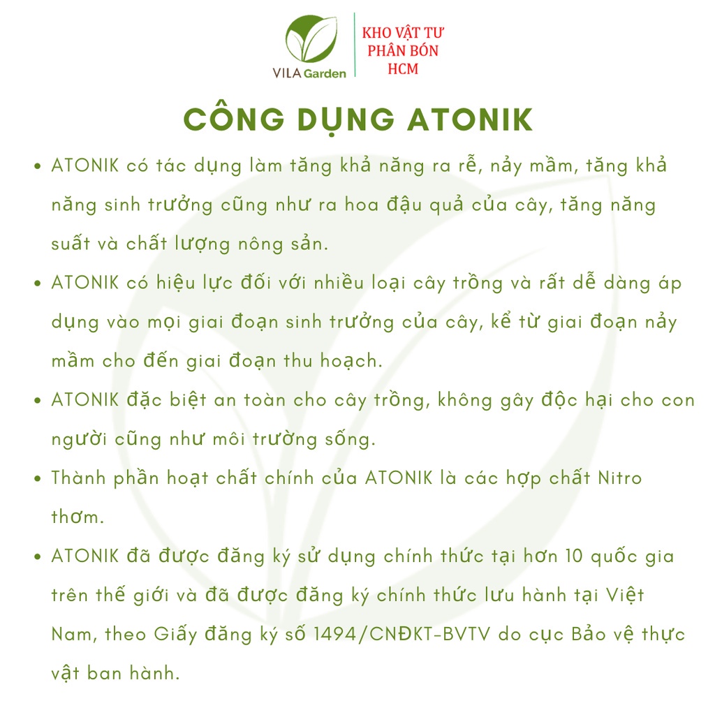 Phân Bón Lá ATONIK 1.8SL kích thích nảy mầm &amp; tăng trưởng (gói 10ml)