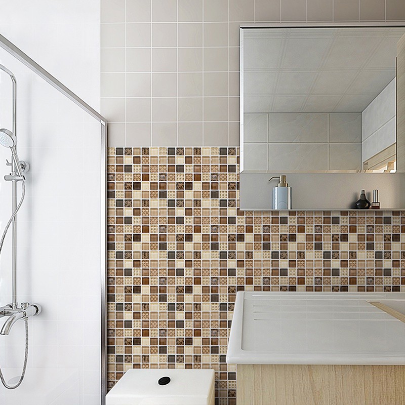Nhãn dán tường PVC giả gạch 2D tự dính chống thấm nước chống dầu trang trí nhà bếp và phòng tắm