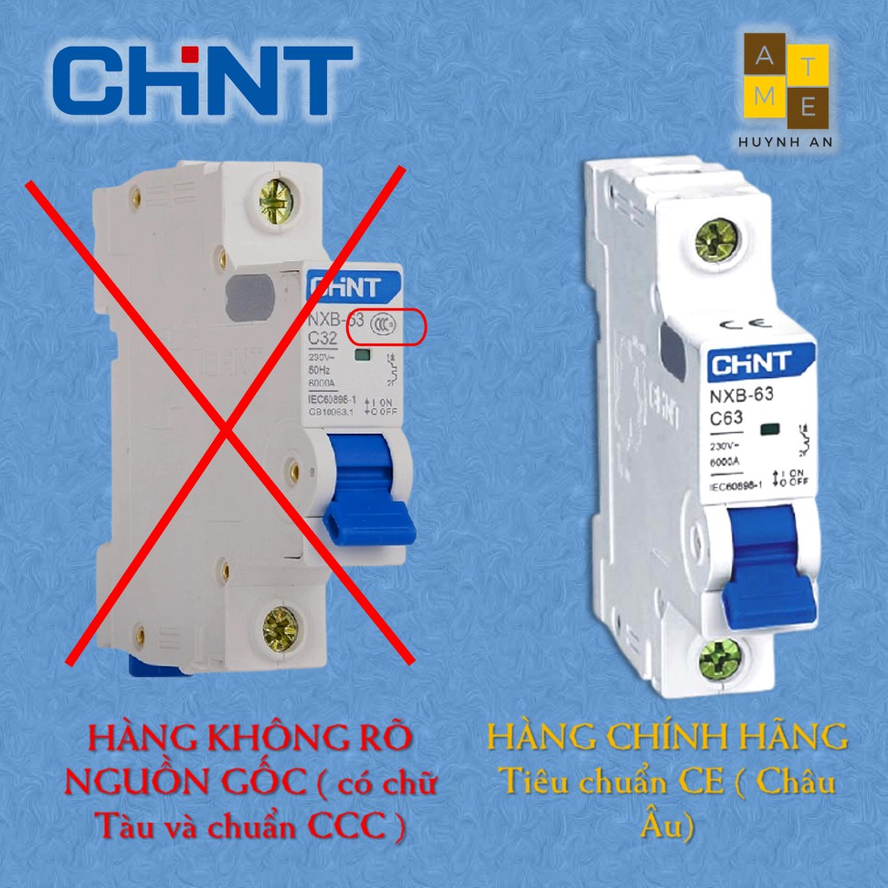 Cầu dao MCB NXB-63 1P 1A, 2A,6A, 10A, 16A, 25A, 32A, 40A, 50A, 63A, dòng cắt 6kA, Hãng CHINT (Hàng chính hãng xuất khẩu)