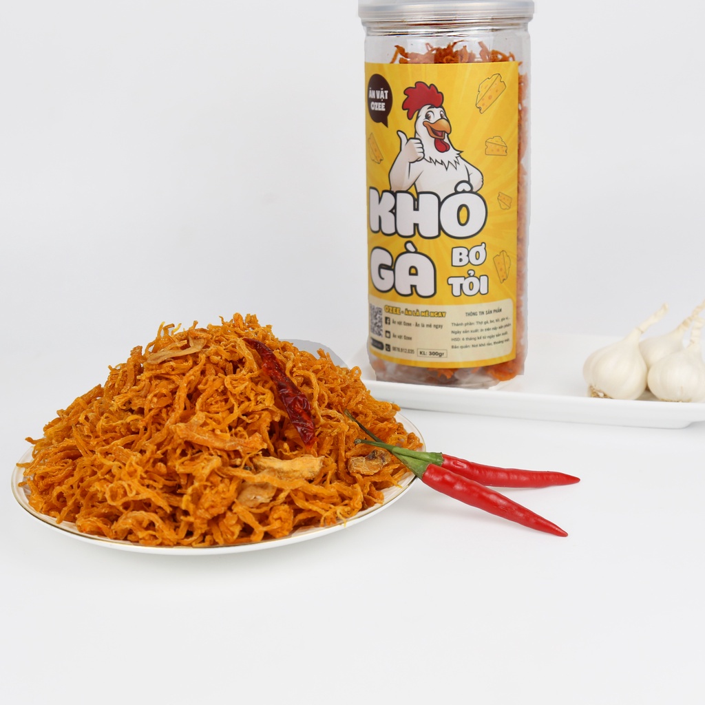 Khô gà bơ tỏi hộp Ozee 300g siêu ngon đồ ăn vặt Hà Nội | BigBuy360 - bigbuy360.vn
