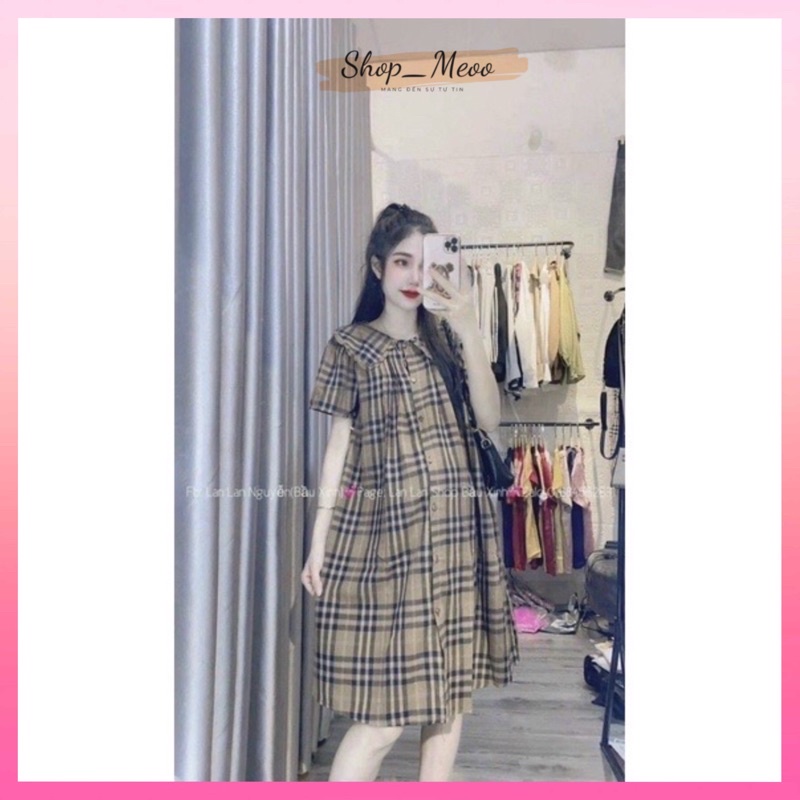 Váy Mùa Hè Kẻ Caro Nâu Thiết Kế Thời Trang Xinh Xắn bầu bí bon chen được nhé