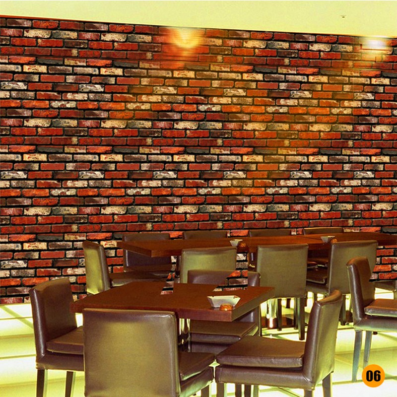 Miếng dán tường giả họa tiết gạch cỡ 45*100cm dùng trang trí phòng