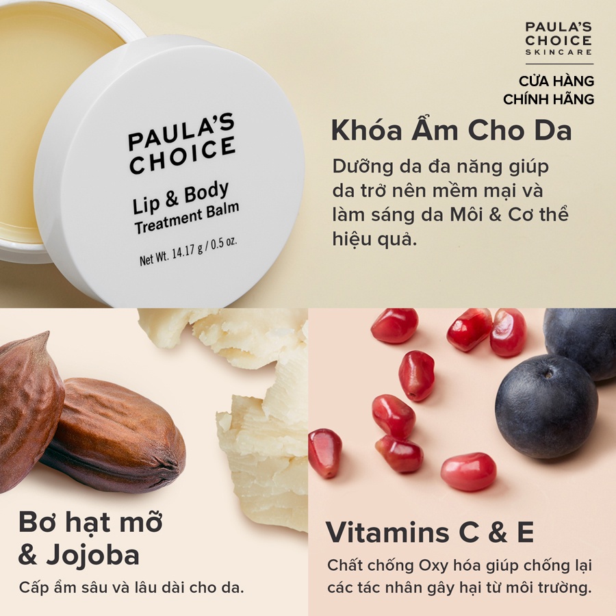 Sáp dưỡng ẩm chống nẻ cho da mềm mịn tức thì Paula’s Choice Lip &amp; Body treatment balm 14.17g 5500