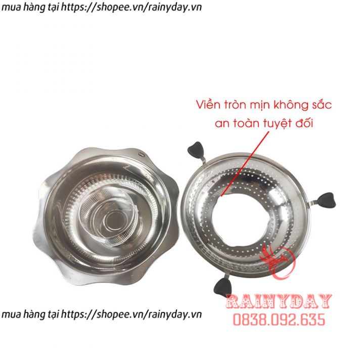 Nồi lẩu xoay 2 tầng , Nồi lẩu inox đa năng dùng được cả bếp từ và bếp gas hàng nội địa