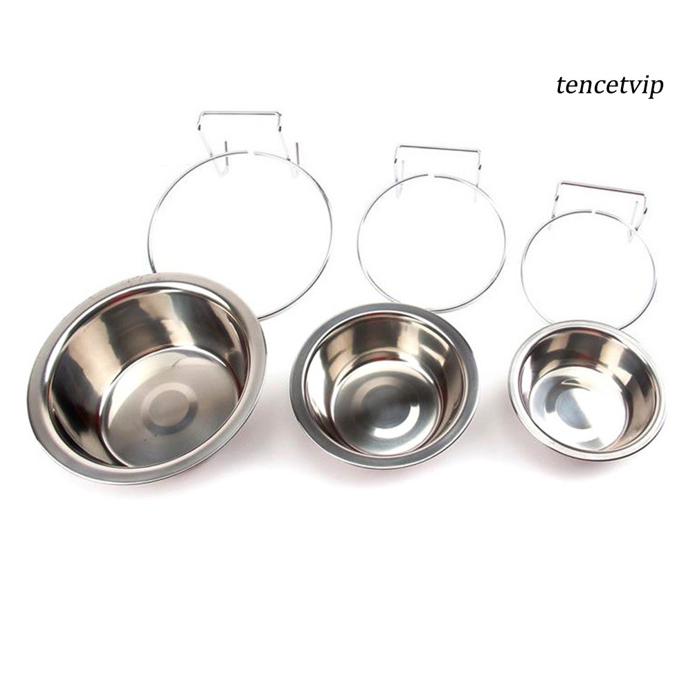 Tô đựng thức ăn bằng thép không gỉ có móc treo bền bỉ tiện dụng cho thú cưng