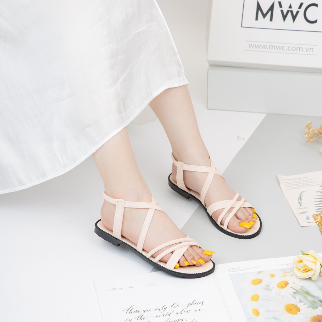 Giày Sandal MWC Đế Bệt Quai Mảnh Phối Phong Cách Chiến Binh NUSD - 2773