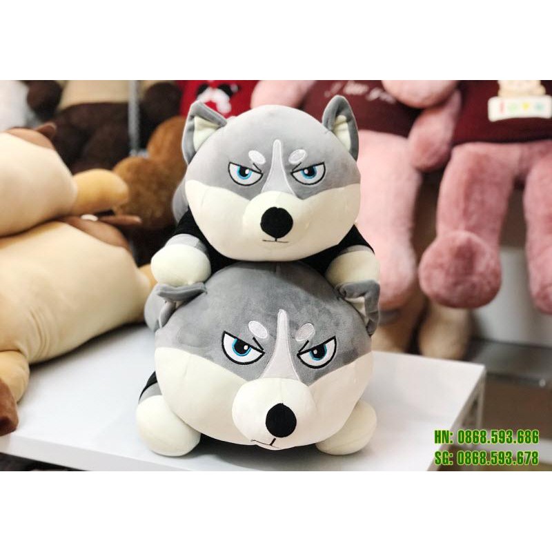 Gấu bông chó Alaska siêu mềm - Chó mặt ngáo, Chó Husky vải nhung mịn, nhiều size