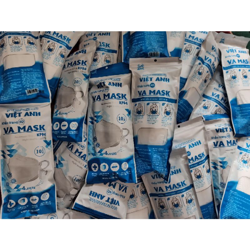 Khẩu Trang KF94 - 4 lớp kháng khuẩn chống bụi siêu mịn sx tại cty hàng Việt Nam chất lượng cao