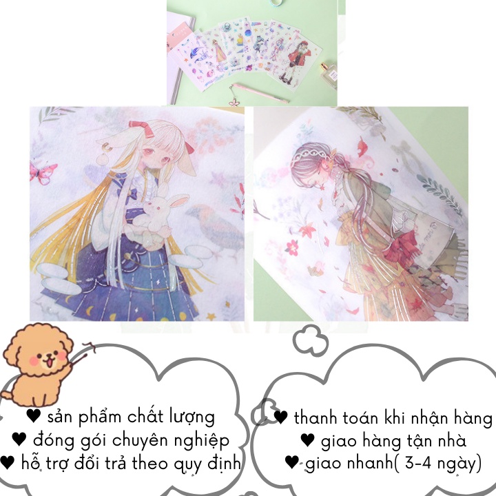 Sticker Anime Hình Dán Cute Trong Suốt Dễ Thương Dán Sổ Tay Cô Bé Timo ST12