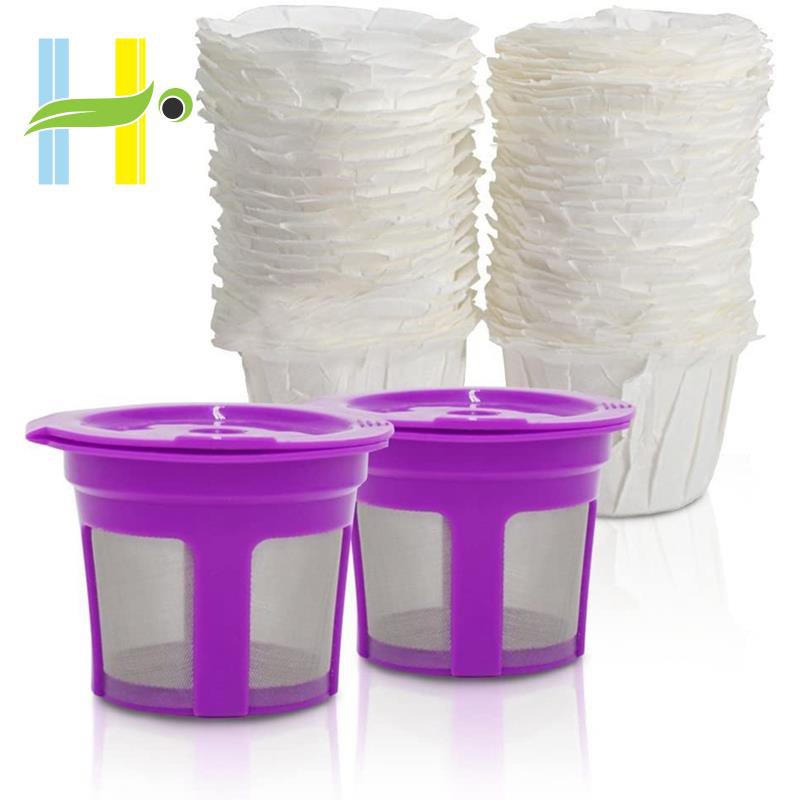 Disposable Paper Filters 50Pcs and 2 Piece Refillable Pods Reusable