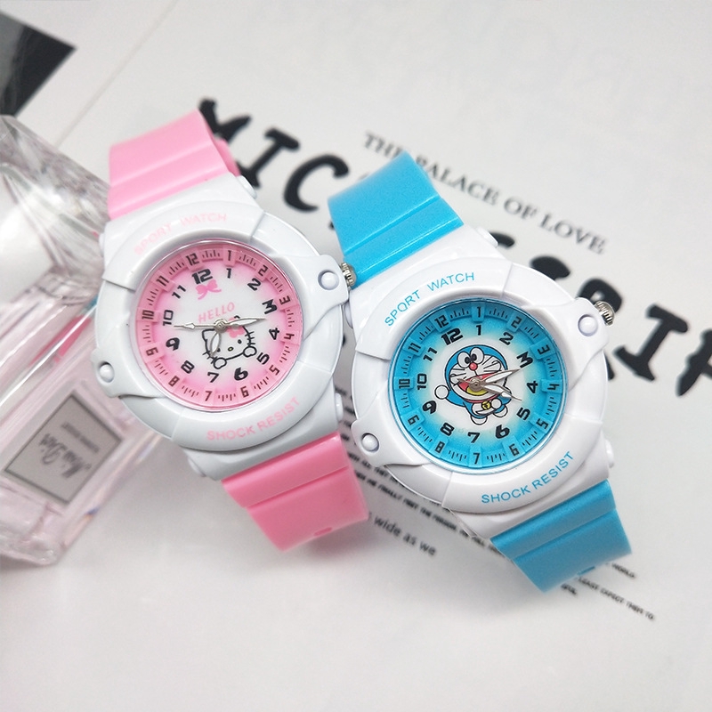 Đồng hồ dây silicon hình Hello Kitty Doraemon chất lượng cao thời trang cho bé trai/bé gái