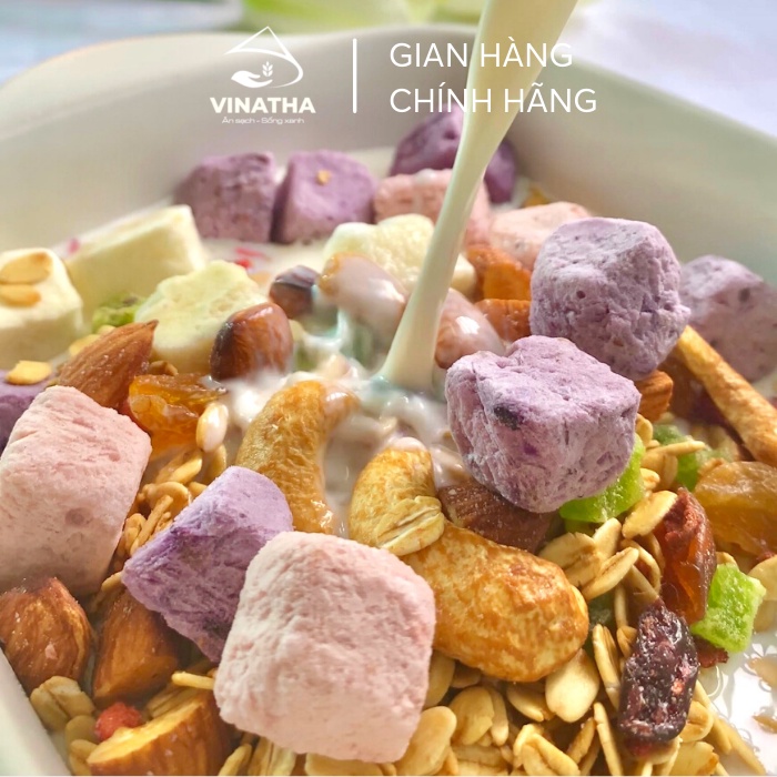 Granola Ăn Kiêng Ngũ Cốc Sữa Chua Giảm Cân Lành Mạnh Bếp Bình Yên Vinatha - 500gram