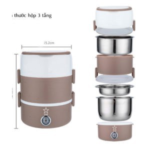 Hộp cơm điện 3 tầng inox, cạp lồng giữ nhiệt, cà men hâm nóng thức ăn, nồi cơm điện mini