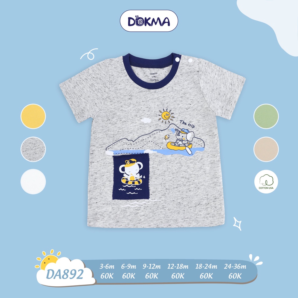 DA892 Áo cộc tay cài vai bé trai Dokma