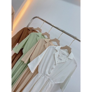 Váy chun eo cổ vest dáng xoè