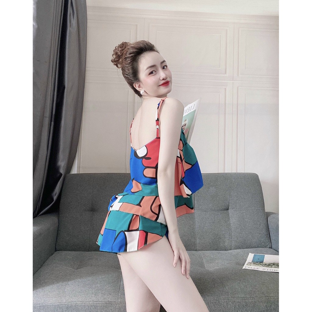 Đồ Mặc Nhà 2 Dây Sexy  Quần Cọc Họa Tiết Lập Thể Chất Lụa Latin Cao Cấp Form Chuẩn Size Dưới 60kg Mặc Vừa | BigBuy360 - bigbuy360.vn