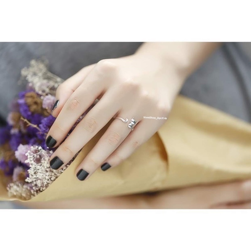 Nhẫn Nữ Bạc Mèo con siêu yêu, Freesize Cute lắm luôn ạ! Gia công tỉ mỉ sáng loáng  Mainomi Shop Bạc Xinh