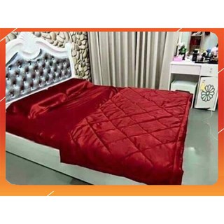 [Sale off] Chăn ga gối phi lụa_L24 (đỏ đô)