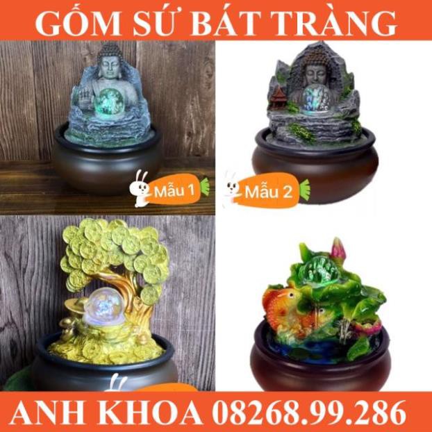 Thác nước phong thuỷ tiểu cảnh kèm điện đèn led máy bơm - Gốm sứ Bát Tràng Anh Khoa