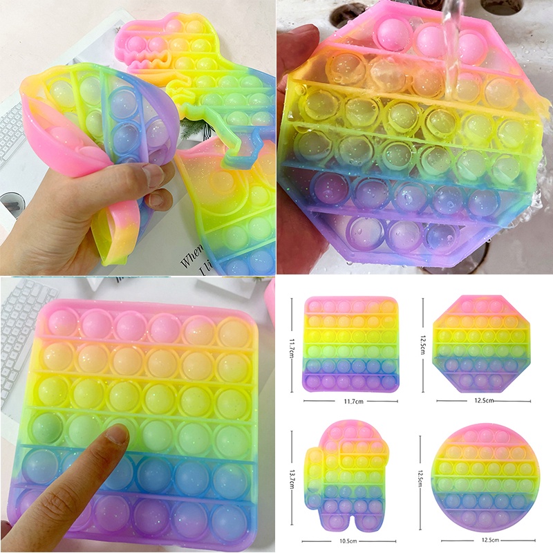 Pop It fidget toys - Đồ chơi nhấn bong bóng vui nhộn màu cầu vồng nhiều kiểu tùy chọn giảm căng thẳng