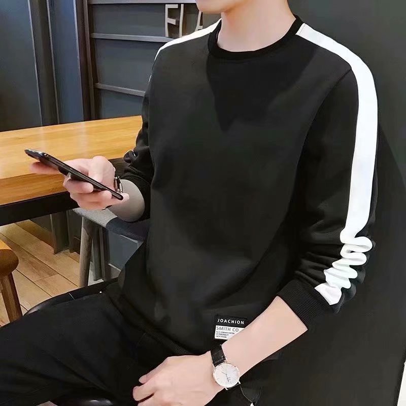 Áo len dáng rộng tay dài lót nhung thời trang thu đông dành cho nam Hàn Quốc áo len dệt kim simple áo len cổ tròn nam