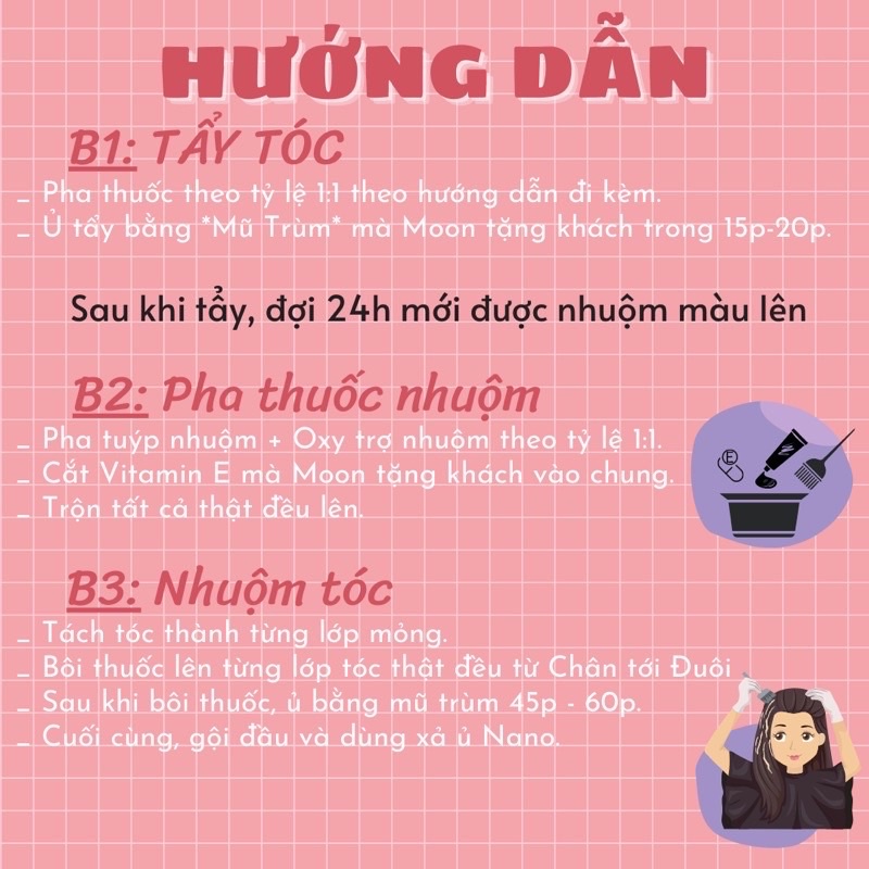 Thuốc nhuộm tóc TÍM PASTEL | SILVER LAVENDER | TÍM SỮA | Tặng Vitamin E dưỡng tóc, bao tay nhuộm, mũ trùm tóc