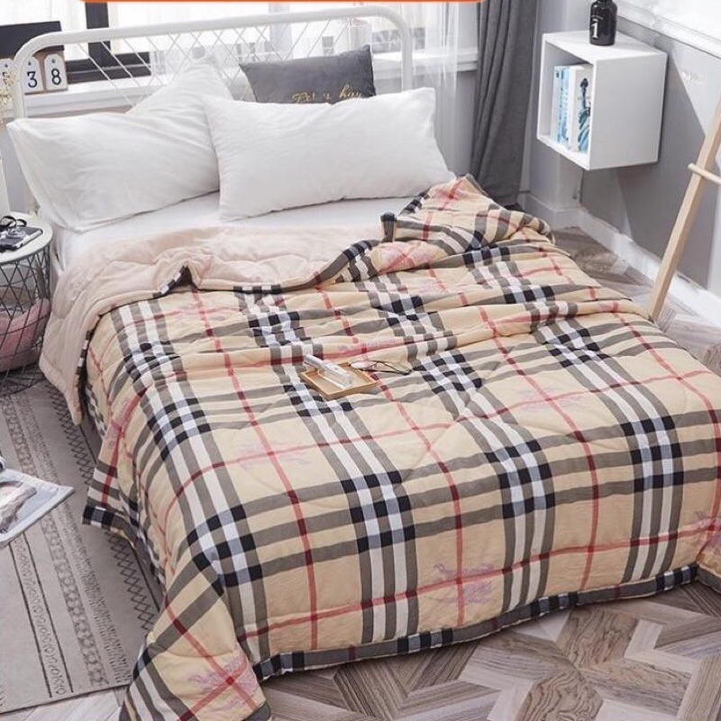 Chăn Hè Cotton siêu nhẹ, Chăn Kẻ Muji Nhật Bản Mẫu Mới 2022 xuất Nhật dành cho bé mang đi du lịch dã ngoại