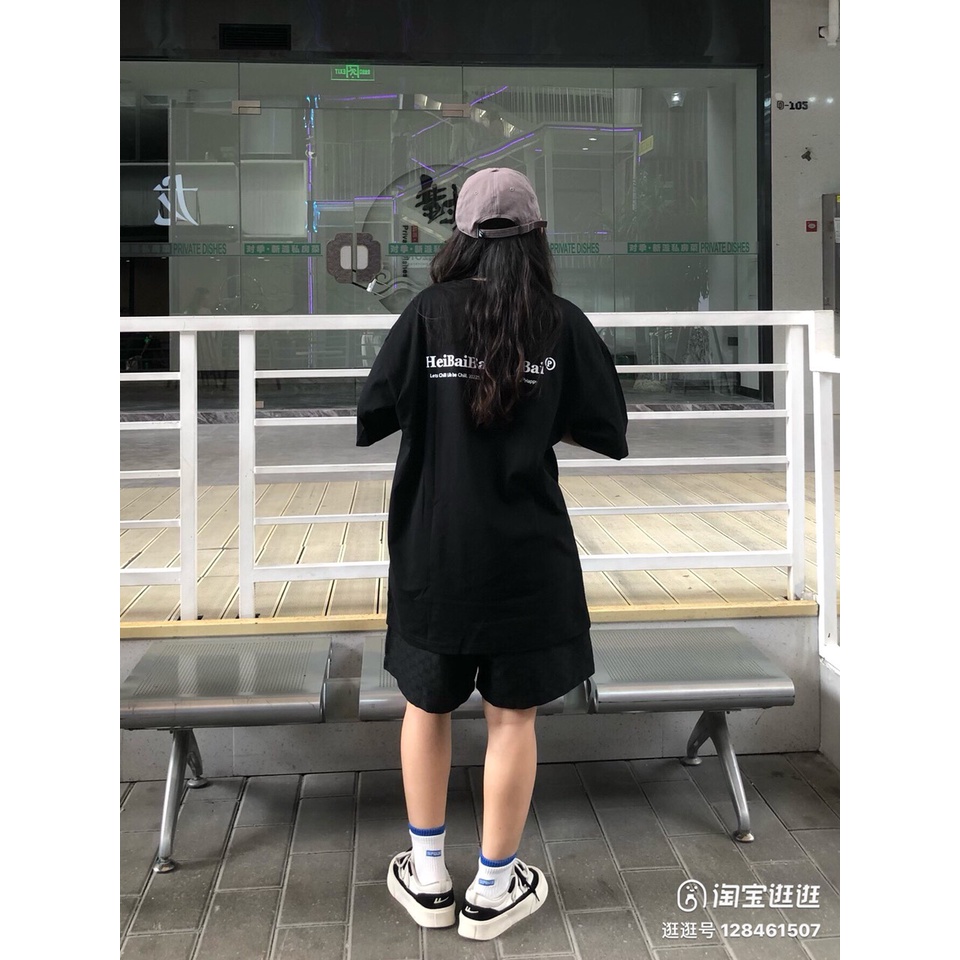 Áo thun phông logo tay Full size KL Unisex tay lỡ form rộng HEIBAIBAIFENBAI Unisex