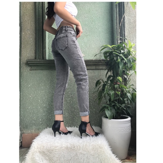 QUẦN JEAN BOY BAGGY VNXK CO DÃN MẠNH xám trơn