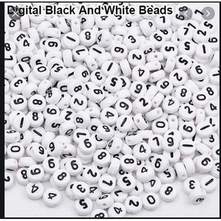 Set 5-25gam Hạt Chữ số tròn nhiều màu 4x7mm