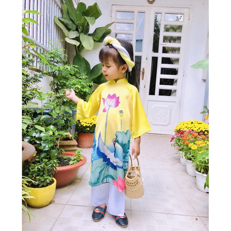 Sét Áo Dài Sen Chim Hạc