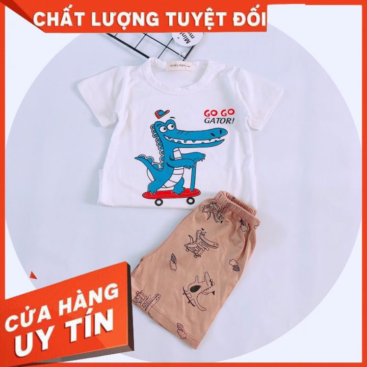 Bộ Cộc Tay  Thun Lạnh Minky Mom Nhiều Hình Ngộ Nghĩnh Cho Bé Trai Có 5 Màu