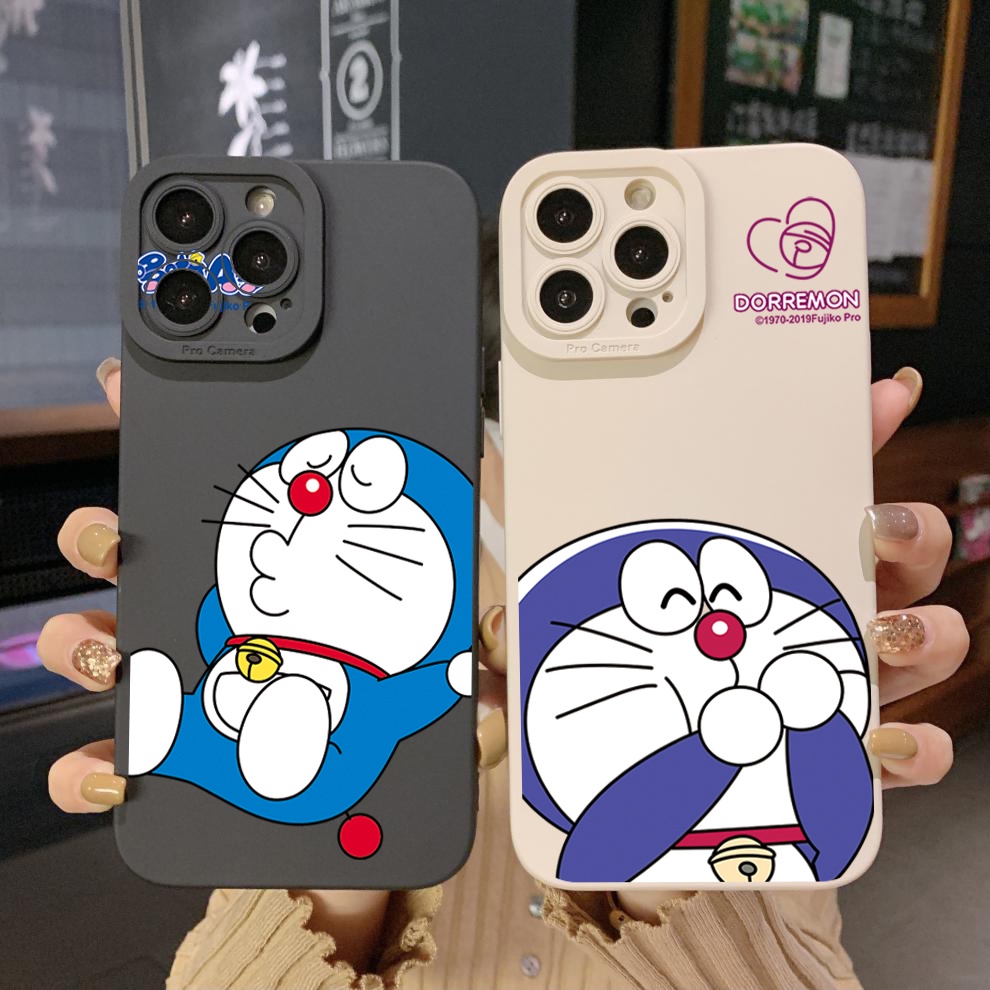 Ốp Điện Thoại Viền Vuông Hình Doraemon Dễ Thương Cho iPhone 14 Plus 13 Pro Max 12 iPhone 11 XR 8 7 SE 2022