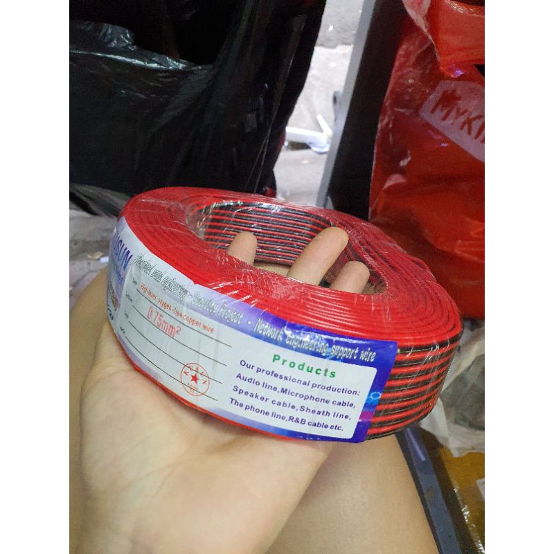 Dây điện đôi đỏ đen 0.75mm quận 100m