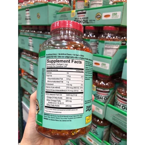 T10/2024 - Dầu cá Kirkland Wild Alaskan Fish Oil 1400mg - 230 viên