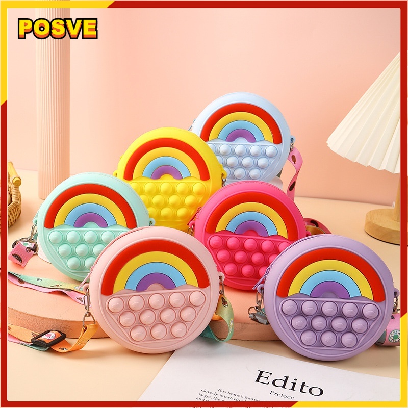 Pop it Túi Đeo Chéo Silicone Hình Bánh Donut Xinh Xắn