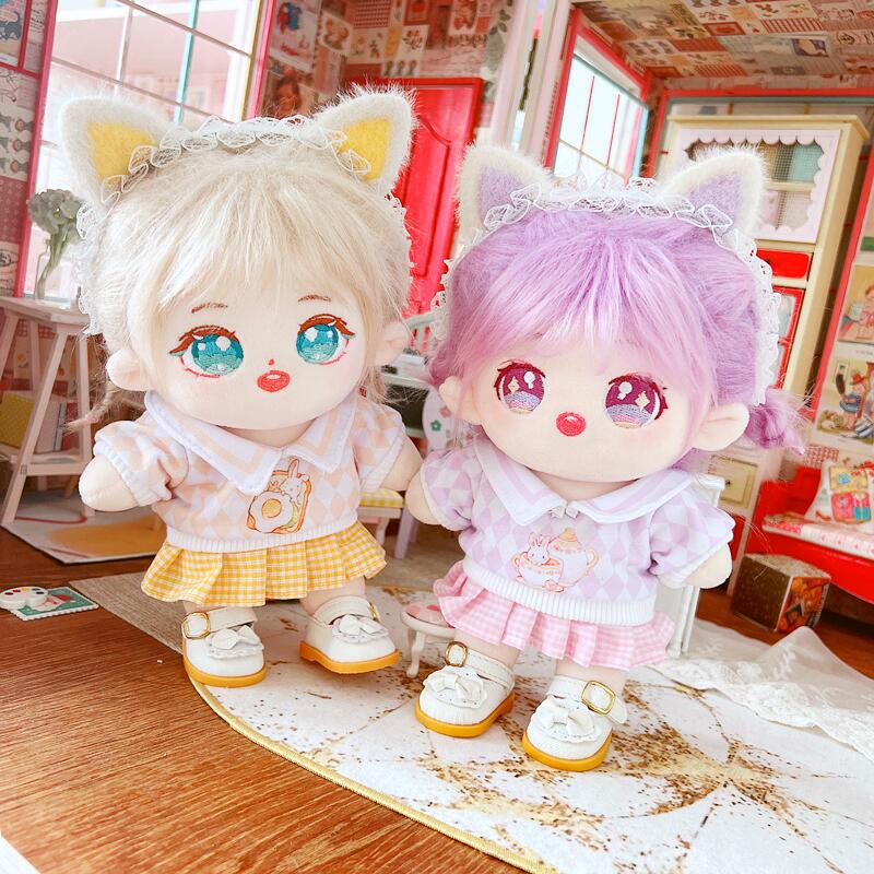 Áo Sweater Cổ Bẻ Vải Cotton Thiết Kế Dễ Thương Cho Búp Bê 20cm