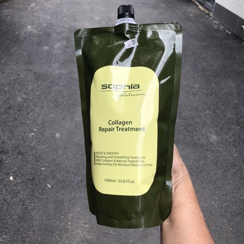 Kem hấp phục hồi tóc Collagen Sophia RepairTreatment Platinum 1000ml(dạng túi)