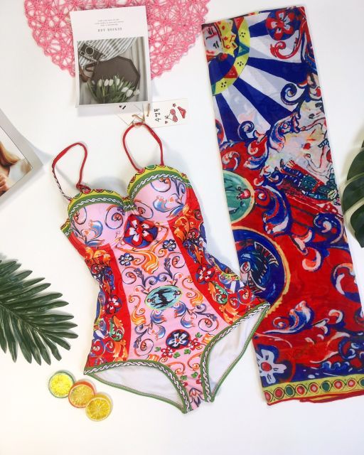 Đồ bơi thổ cẩm liền mảnh ( kèm khăn) kèm hình thật | BigBuy360 - bigbuy360.vn