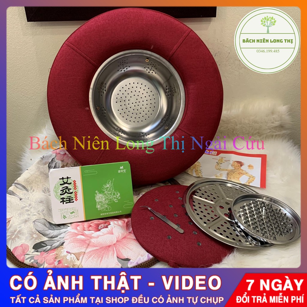 Đệm xông ngải cứu hàng loại 1 chính hãng Bách Niên- được bảo hành 6 tháng- đủ bộ vỏ bọc, nhíp gắp, giá gừng, điếu ngải