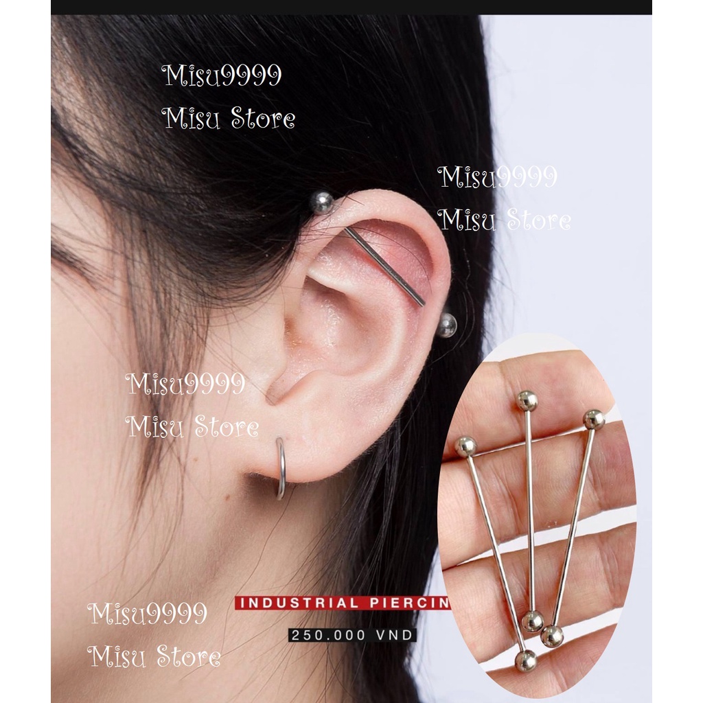 KHuyên titan InsDus Bi 2 đầu dài