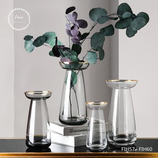 Lọ hoa thủy tinh miệng viền vàng sang chảnh - trang trí nhà, decor phòng khách, quà tặng xinh xắn