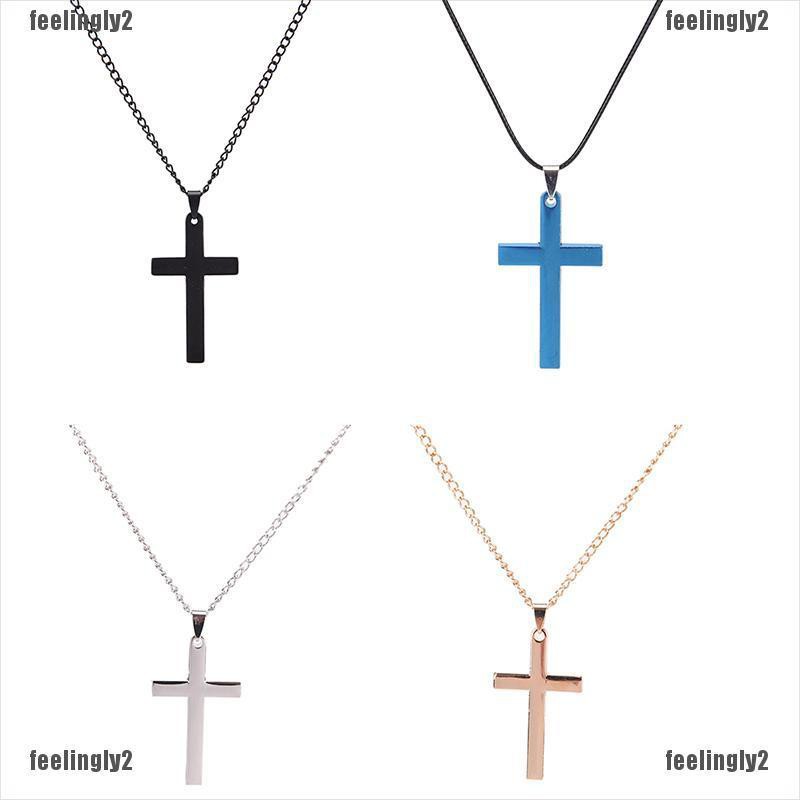 Chuỗi vòng cổ chữ thập màu đen bóng