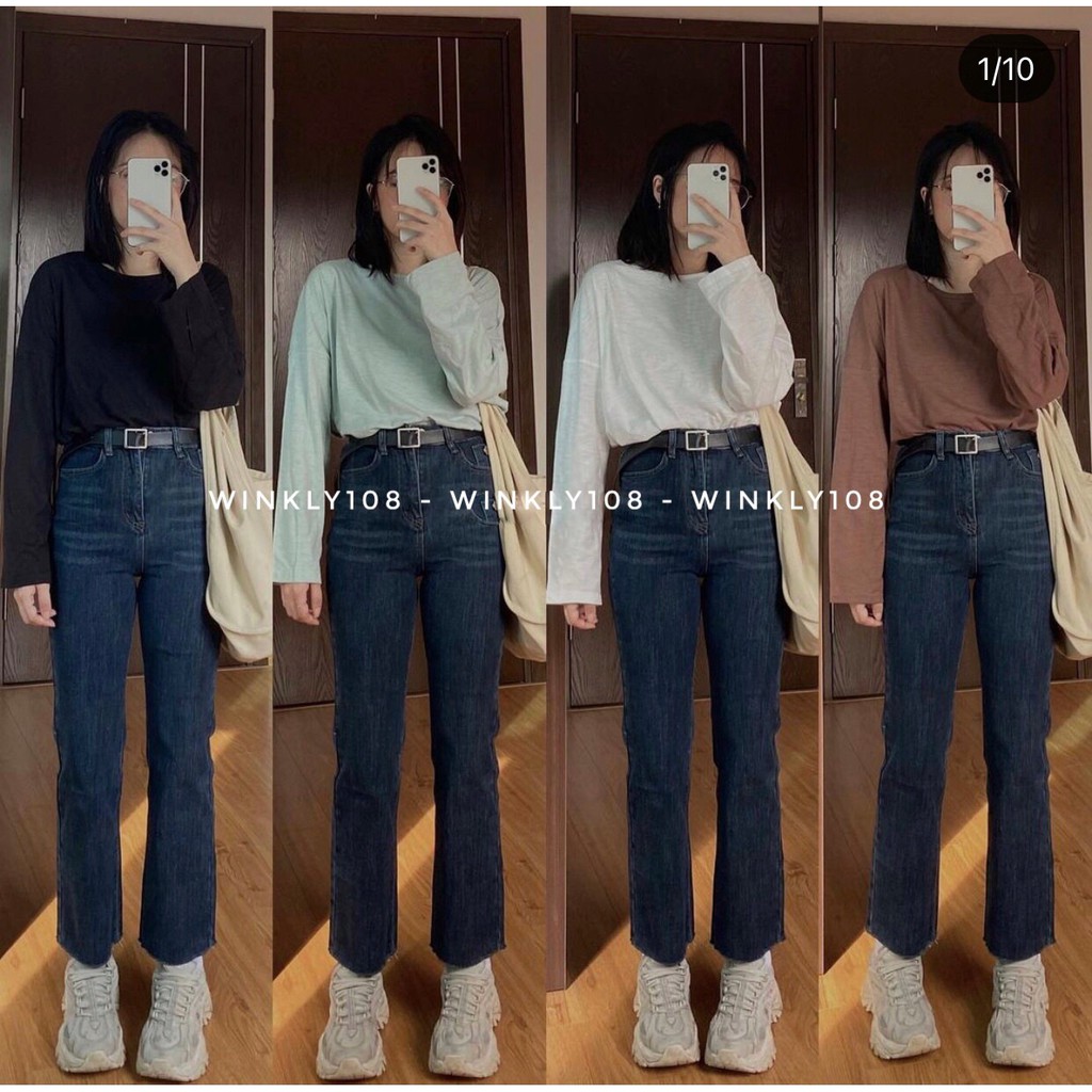 [Ảnh thật] Áo phông trơn dài tay basic ulzzang