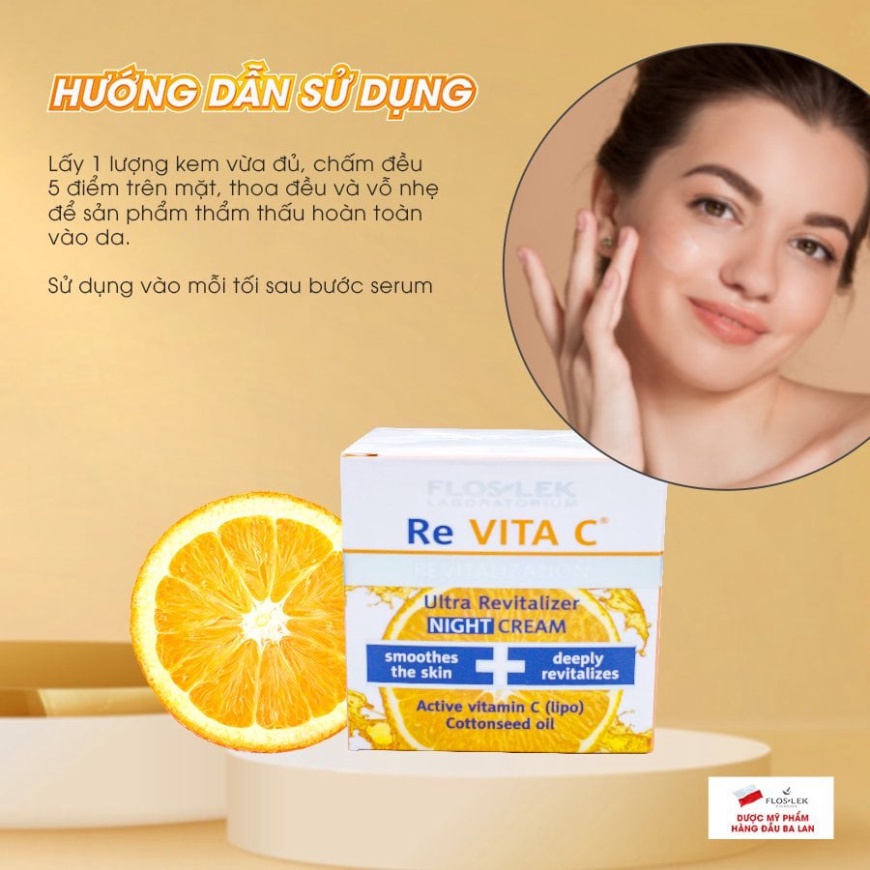 Kem vitamin C Floslek dưỡng ẩm làm sáng - giảm nhăn và trẻ hóa da 50ml Chính hãng