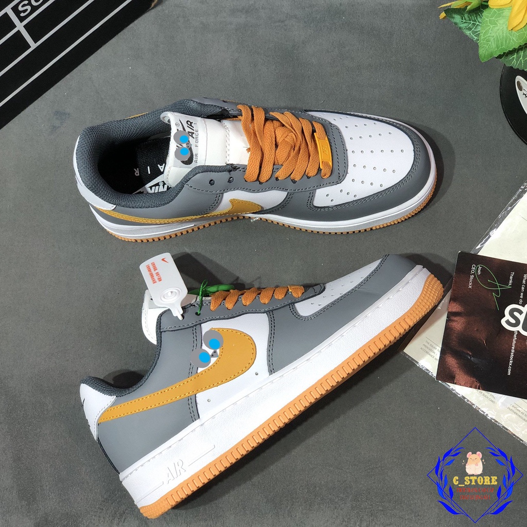 Giày Thể Thao Nam Nữ Sneaker Unisexx Hot 2022 AF Xám Tích Cam SC