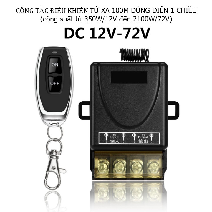Bộ công tắc điều khiển từ xa 12V DC đến 72V 30A 100m chống trộm xe máy xe đạp điện