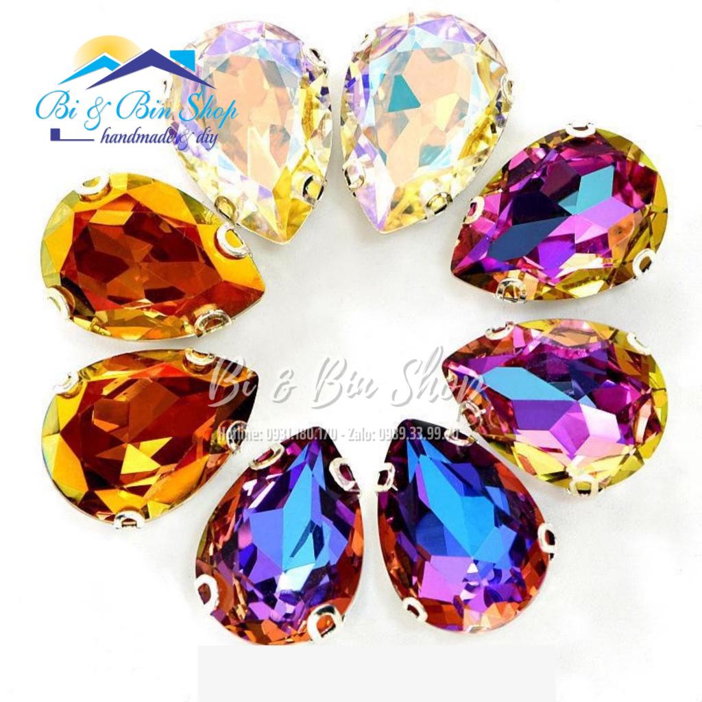 10 Viên Đá Đế Giọt Nước Hạt Pha Lê 10x14mm Đính Kết Trang Phục Thời Trang, Trang Trí Vương Miện - Bi &amp; Bin Shop