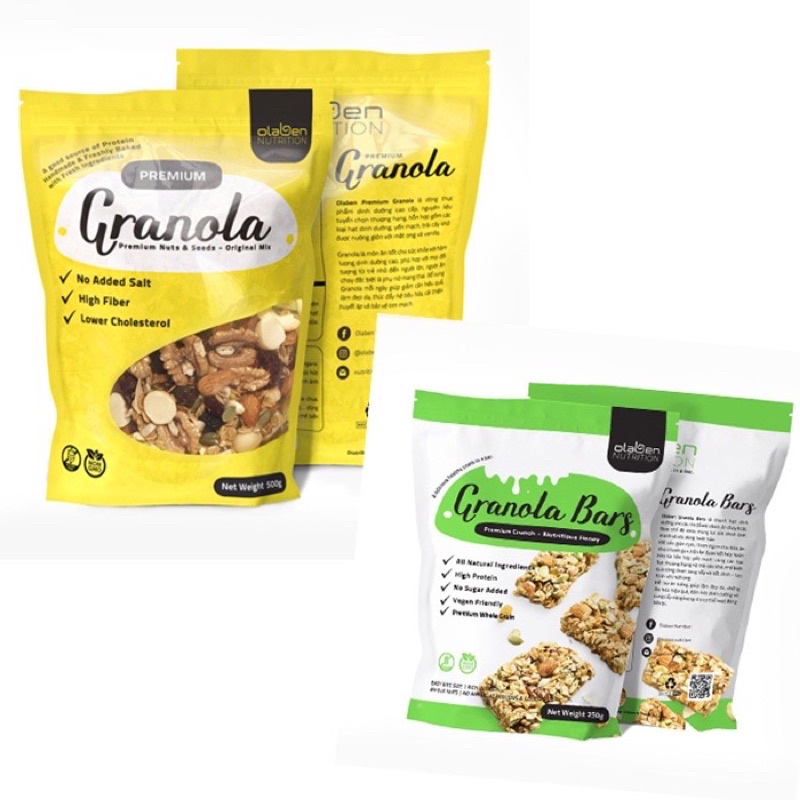 Combo 01 Olaben Granola giảm cân 500gr và 01 Granola Bars ăn kiêng
