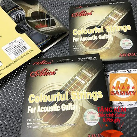 Dây Đàn Guitar Acoustic Màu Sắc Cá Tính AW435C - Chốt Chính Hãng ALICE Bộ 6 Dây